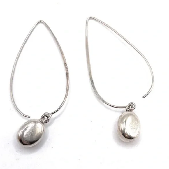 Silpada Vintage Sterling Silver Larger Size Drop Silver Bead Threader Earrings - Picture 7 of 9
